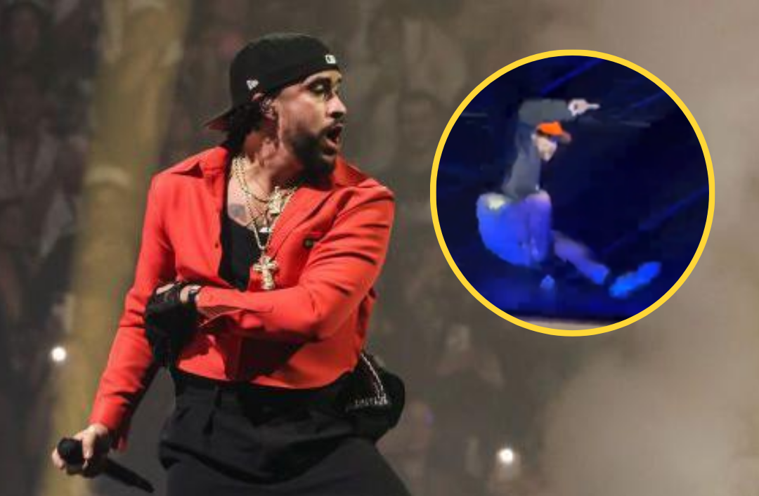 Bad Bunny sufre una fuerte caída durante su concierto en Ciudad de México